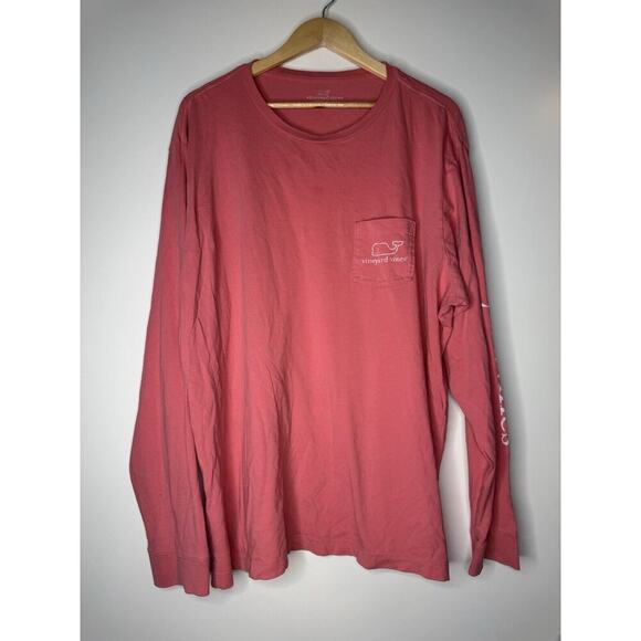 Vineyard Vines Other - Vineyard Vines Long Sleeve T-Shirt Men's XXL Whale Logo Pink Salmon Front Pocket